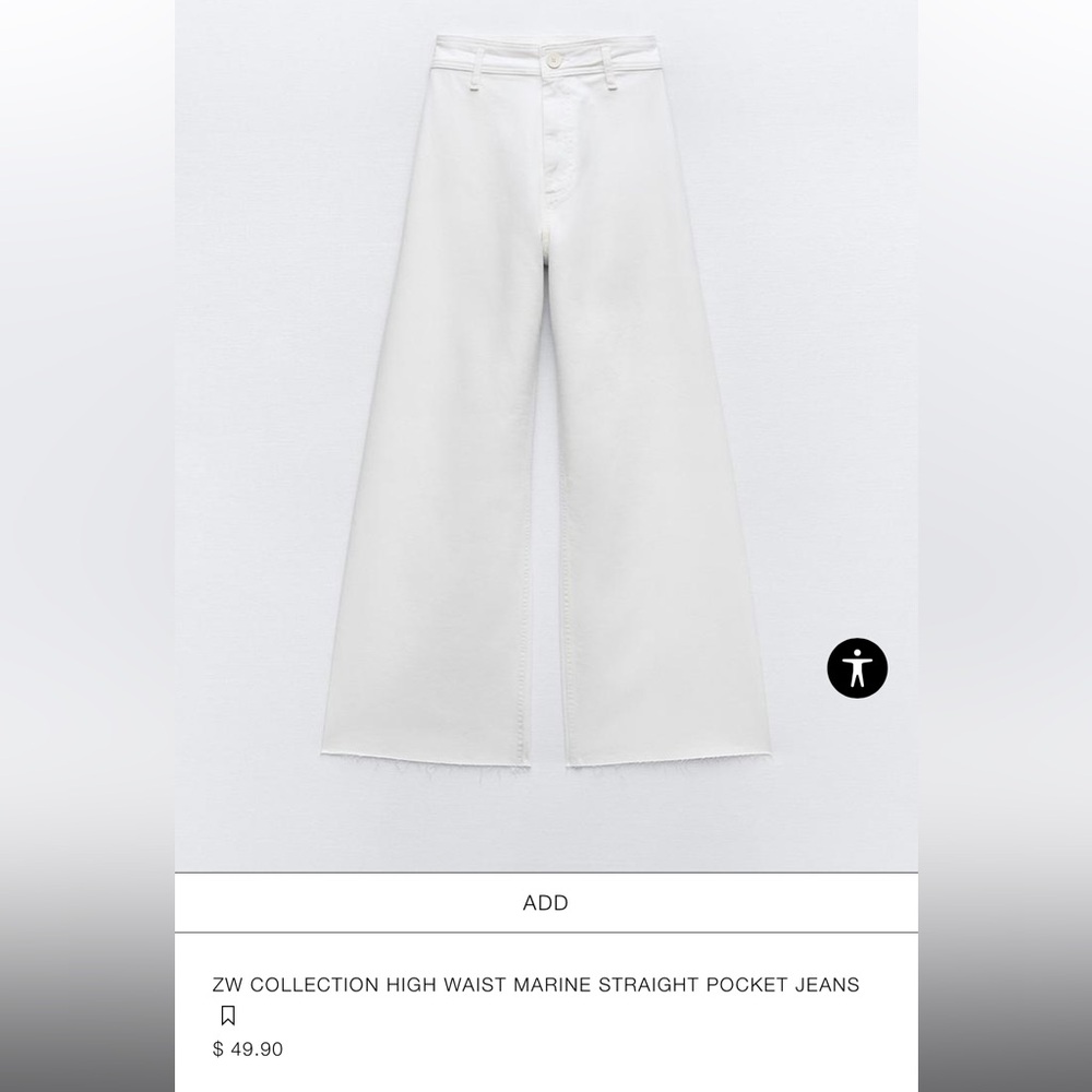 ZARA ZW COLLECTION HIGH WAIST MARINE STRAIGHT POCKET JEANS